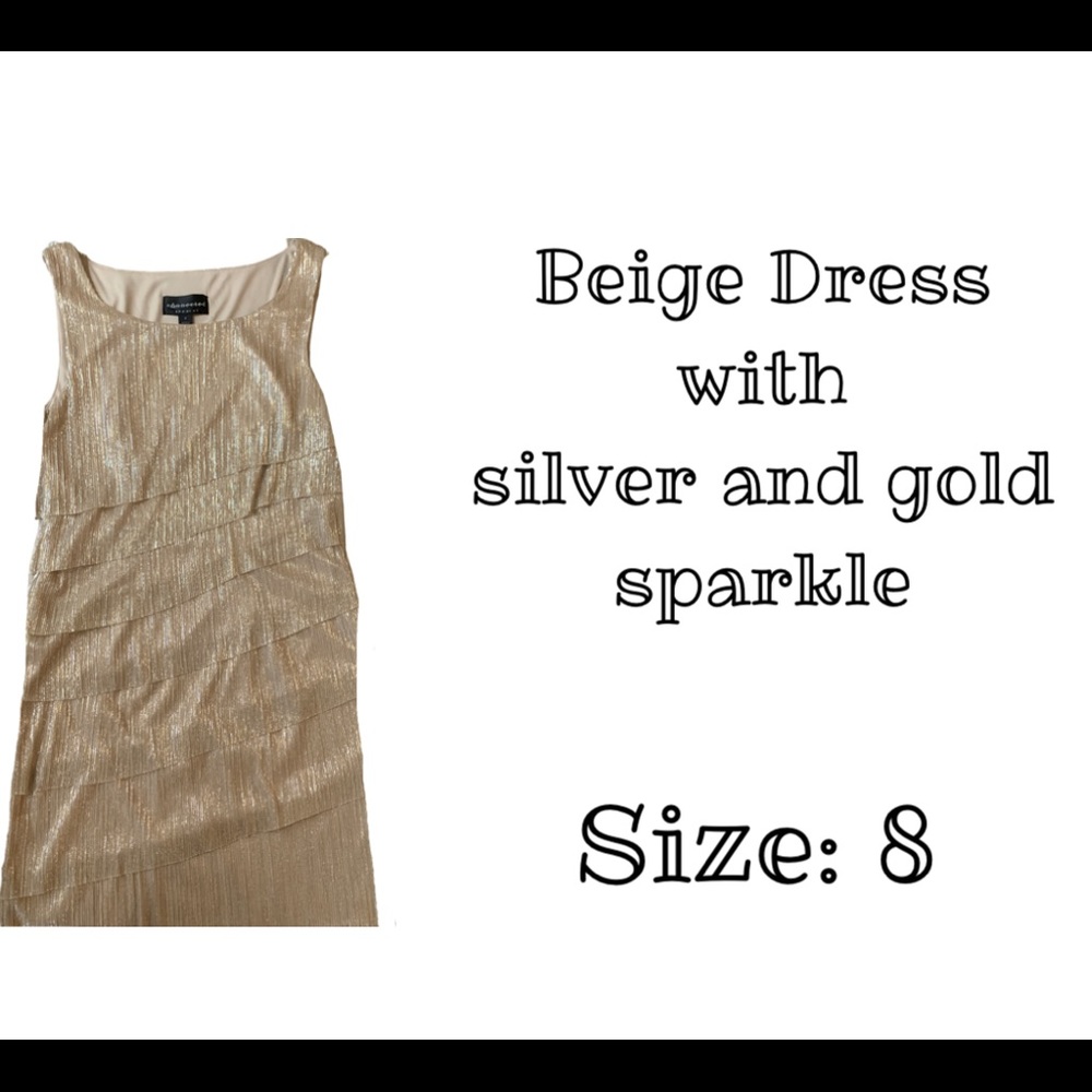 Beige dress with silver and gold sparkle